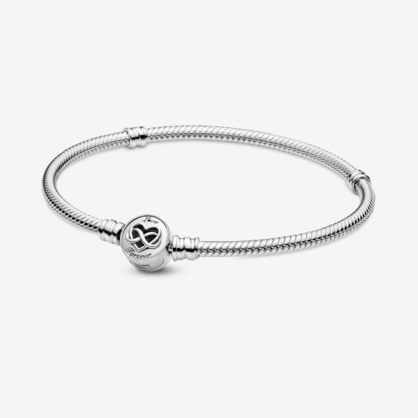 Pandora 599365C00-20 Moments Heart Infinity Clasp Snake Chain Bracelet