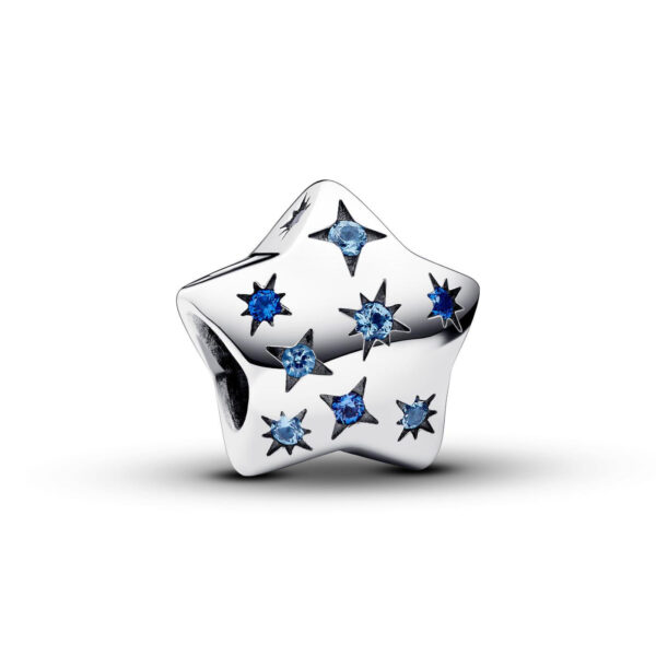 Pandora Star sterling silver charm with stellar blue and icy blue crystal