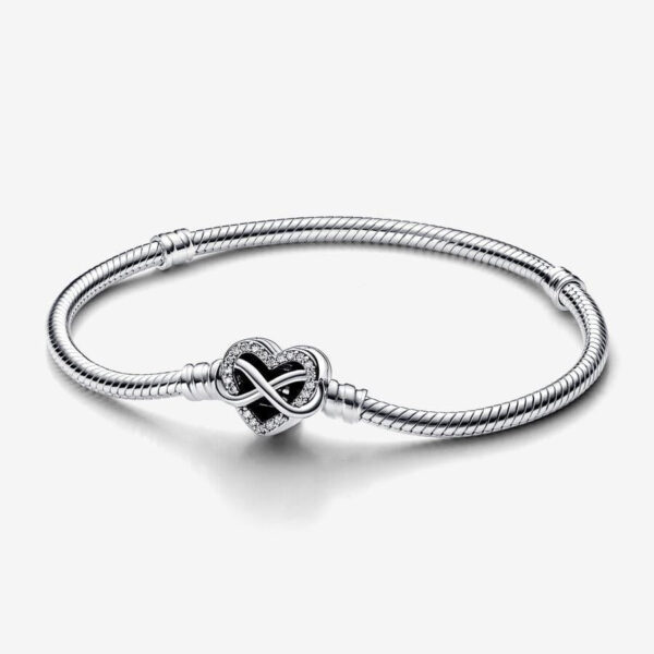 Pandora Moments Sparkling Infinity Heart Clasp Snake Chain Bracelet 18 cm