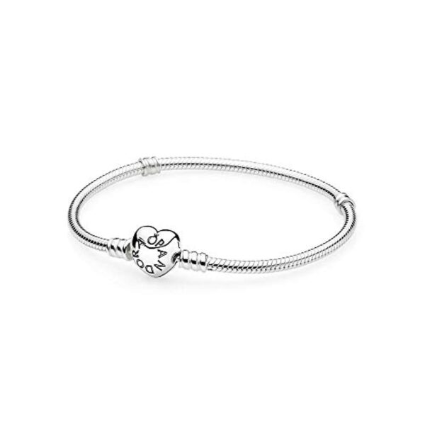 Pandora 590719 Sterling Silver Bracelet With Heart Clasp 19 cm