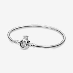 Pandora 598286CZ-19 Moments Crown O Clasp Snake Chain Bracelet