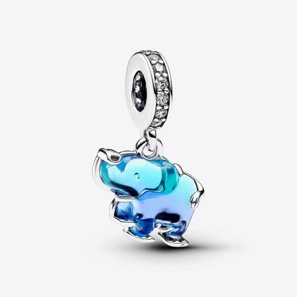 Pandora Blue Murano Glass Elephant Dangle Charm