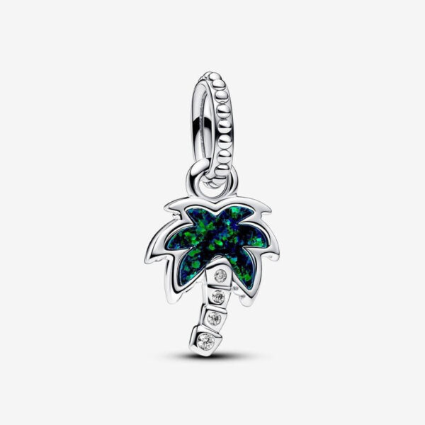 Pandora Opalescent Green Palm Tree Dangle Charm