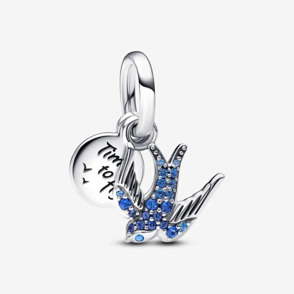 Pandora Sparkling Swallow & Quote Double Dangle Charm