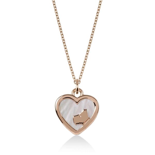 Radley Love Rose Gold PVD MOP Dog Pendant Necklace RYJ2060